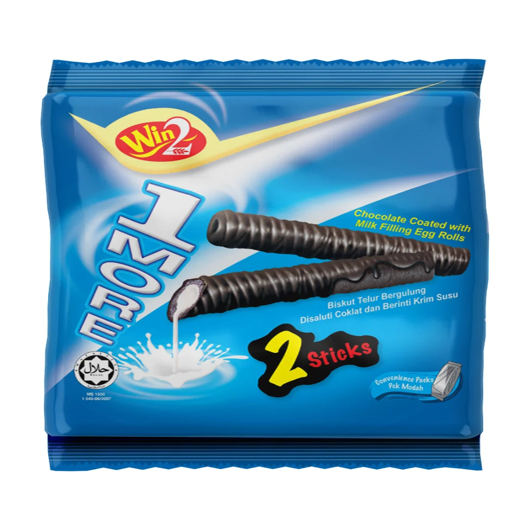Win Win 1 More Chocolate Coated with Milk Filling Egg Rolls 2 Sticks Convenient Pack Wholesale From Malaysia