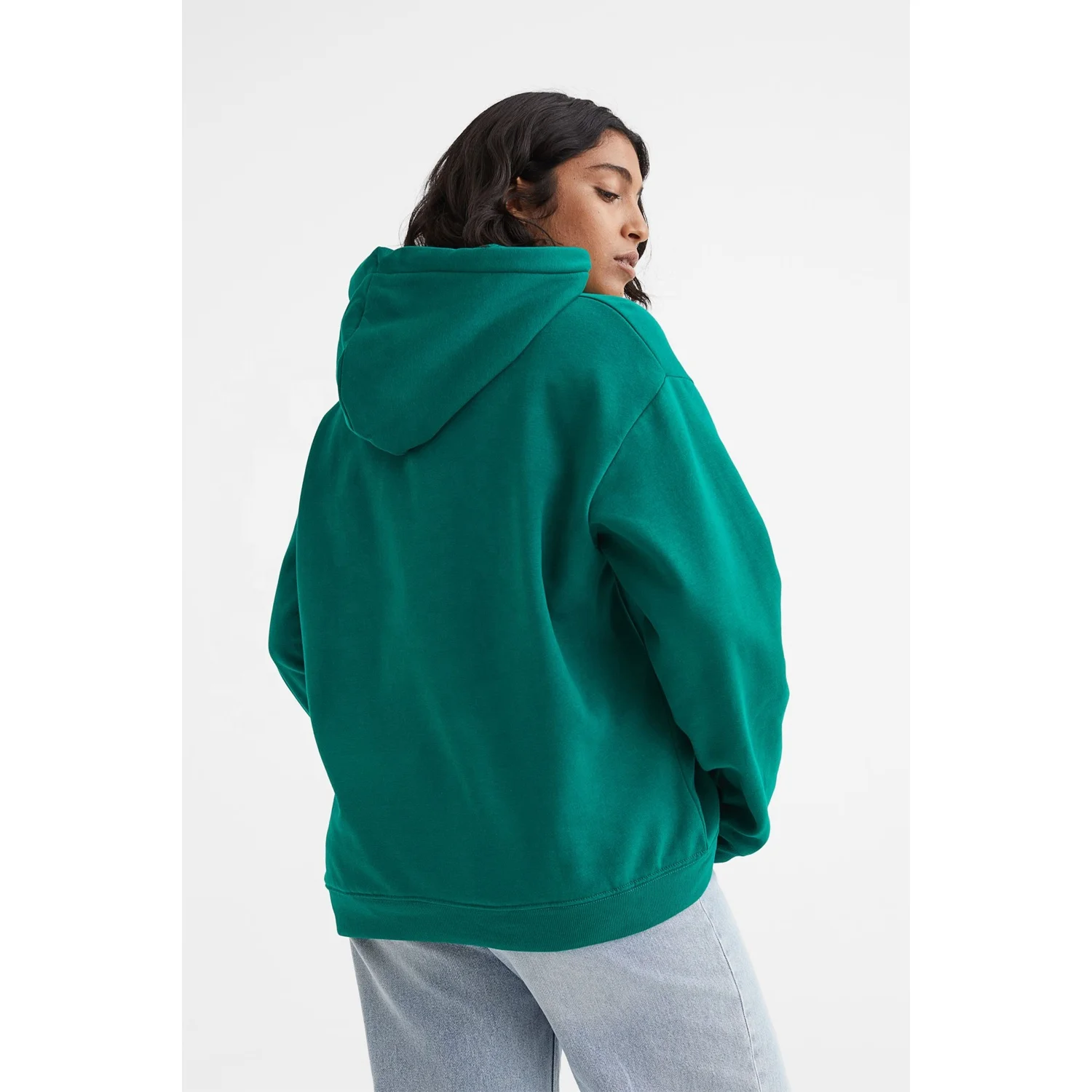 Oversize Women Hoodie Plain 60% Cotton 40% Polyester Long Sleeve Drawstring Drop shoulder hoodies Blank Plain Hoodies Sweatshirt