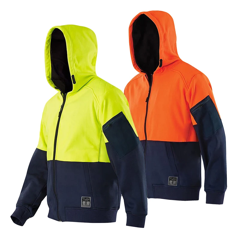 Мужские толстовки с капюшоном Hi Vis на заказ светоотражающая защитная одежда 100% толстовка из полиэстера длинным рукавом класс 2/3 ANSI высокая видимость