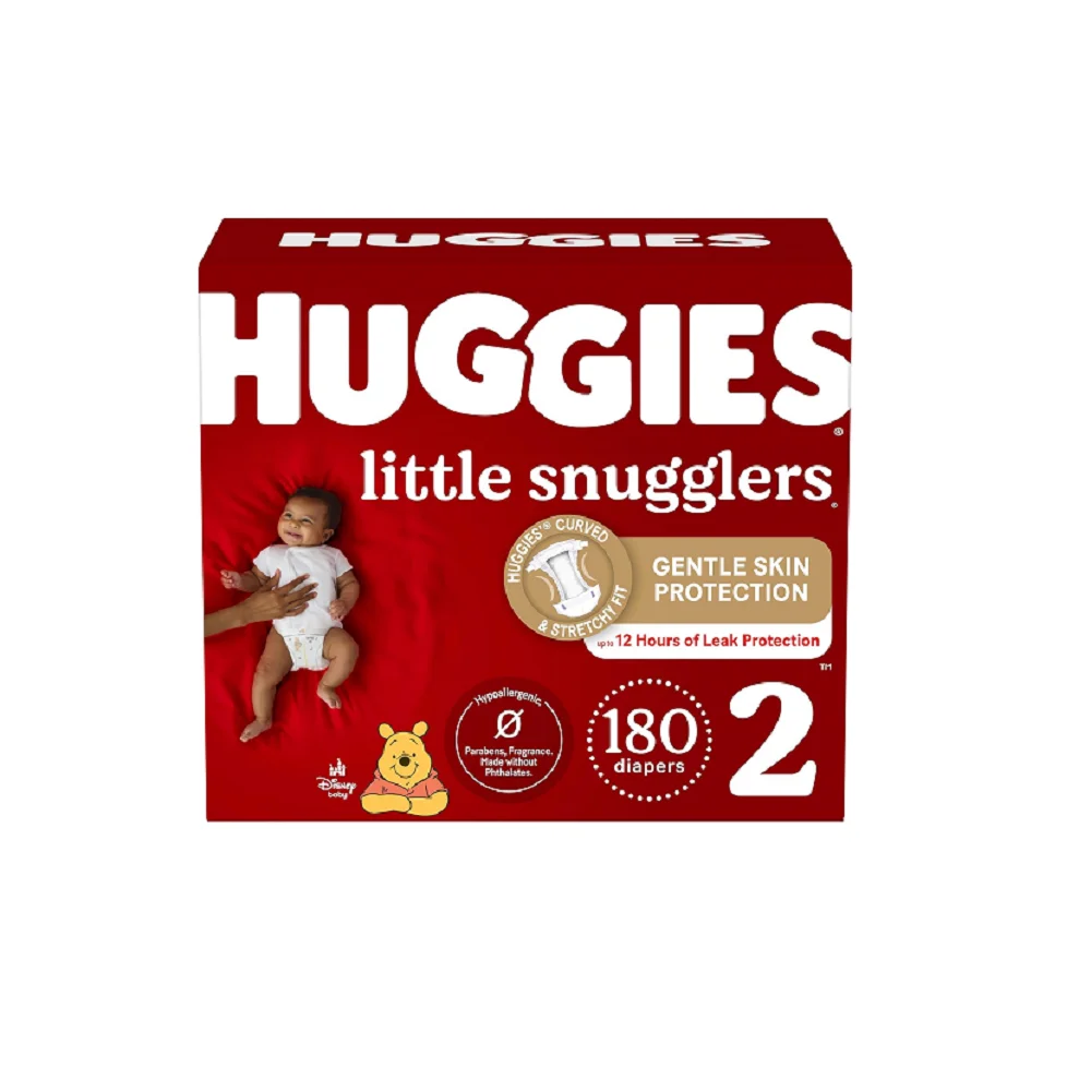 Новые подгузники Huggie размера 2 маленькие для детей Размер (12-18 фунтов) 180 Ct (3 упаковки по 60 штук)