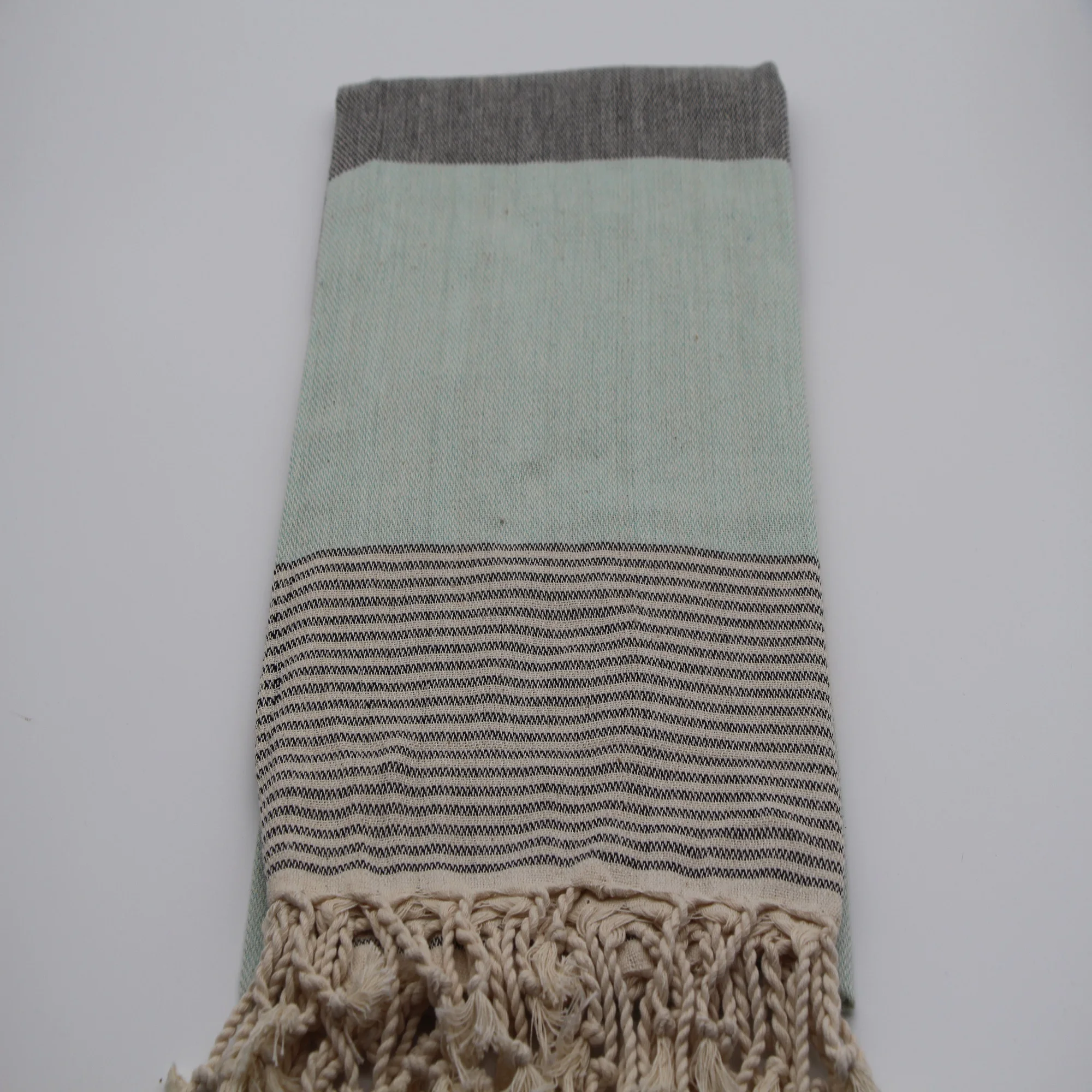 Estel Wholesale Thick Stripy New Beach Spa Bath Towel From Turkey Hisar Towel 100 x 180 cm Mint and Black