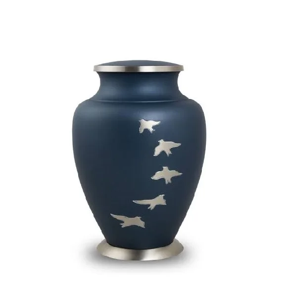 Hand Engraved Cremation Urns for Human Ashes in Different Designs in High Quality with Silver Electroplating in Wholesale Rates