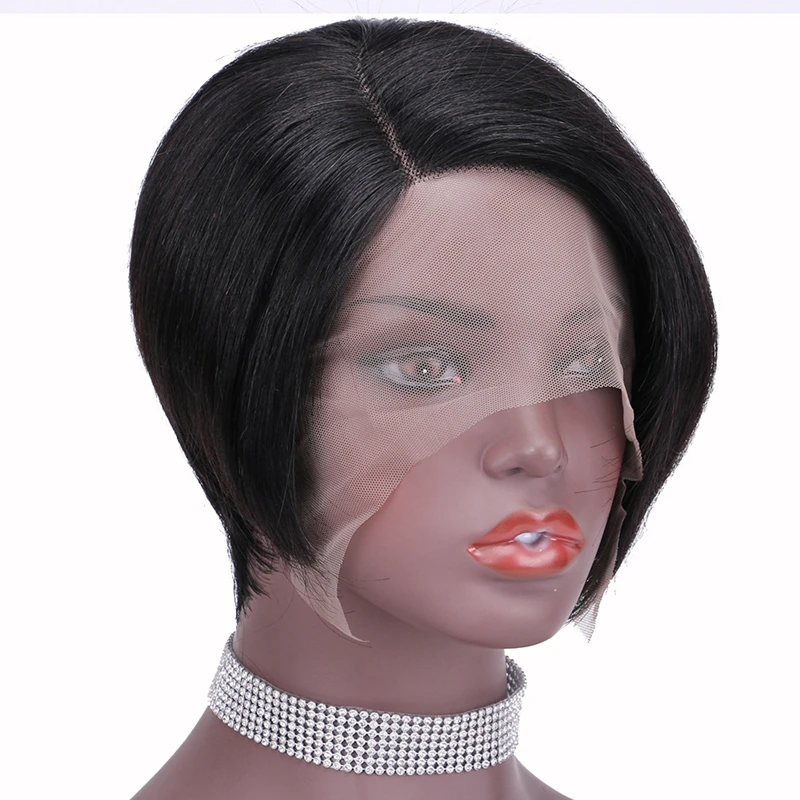 Curly Short Bob Human Hair Wig Vendor Highlight Bleached Knots Perruque Pixie Cut Side Part Lace Front Wigs for Black Women
