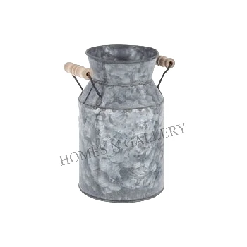 Latest French Vintage  Rustic Metal Galvanized Tin Milk Can Design Flower Vase for Home Decoration Metal Iron Pitcher In India