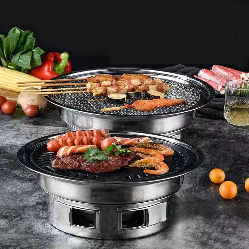 Portable Grill Wood Frame Chrome Feature Powder Folding Material Stainless Steel BBQ Grill Korean BBQ Grill Table