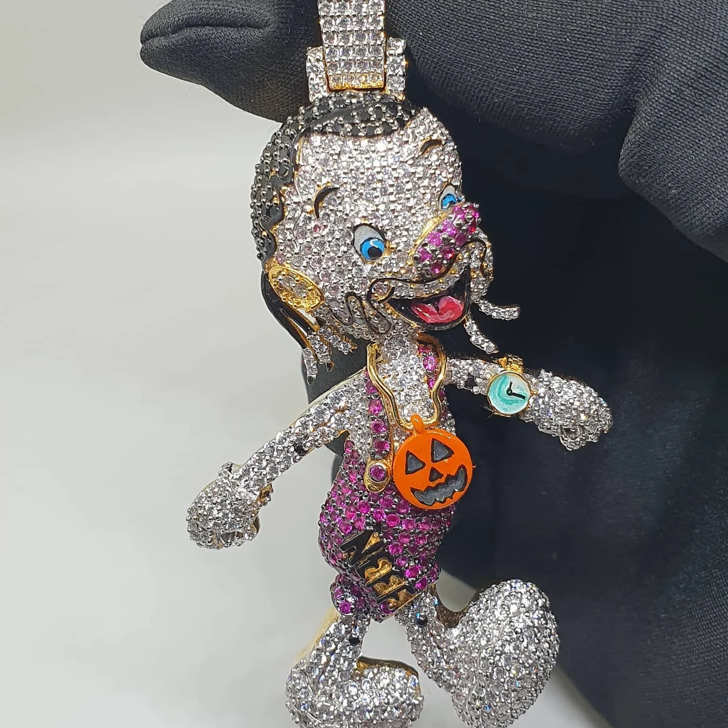 Iced Out Cartoon Character Pendant Moissanite Diamond Hip Hop Multi Color Stone Pendant For Him 925 Sterling Silver Customize