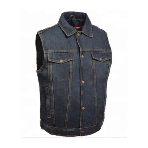 Leather Men Denim Vest Formal Business Slim Fit Chain Dress Vest Suit Tuxedo Waistcoat Fashion Motorbike Motorcycle Vest