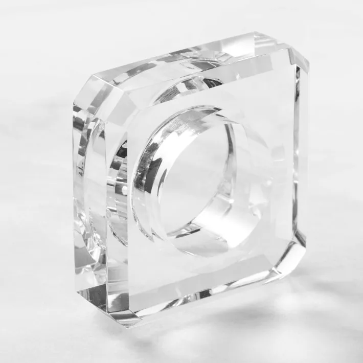Red Acrylic Napkin Rings Polished Finish Wedding Party Table Decoration Napkin Holders Square Hotel Plexiglass Napkin Buckles