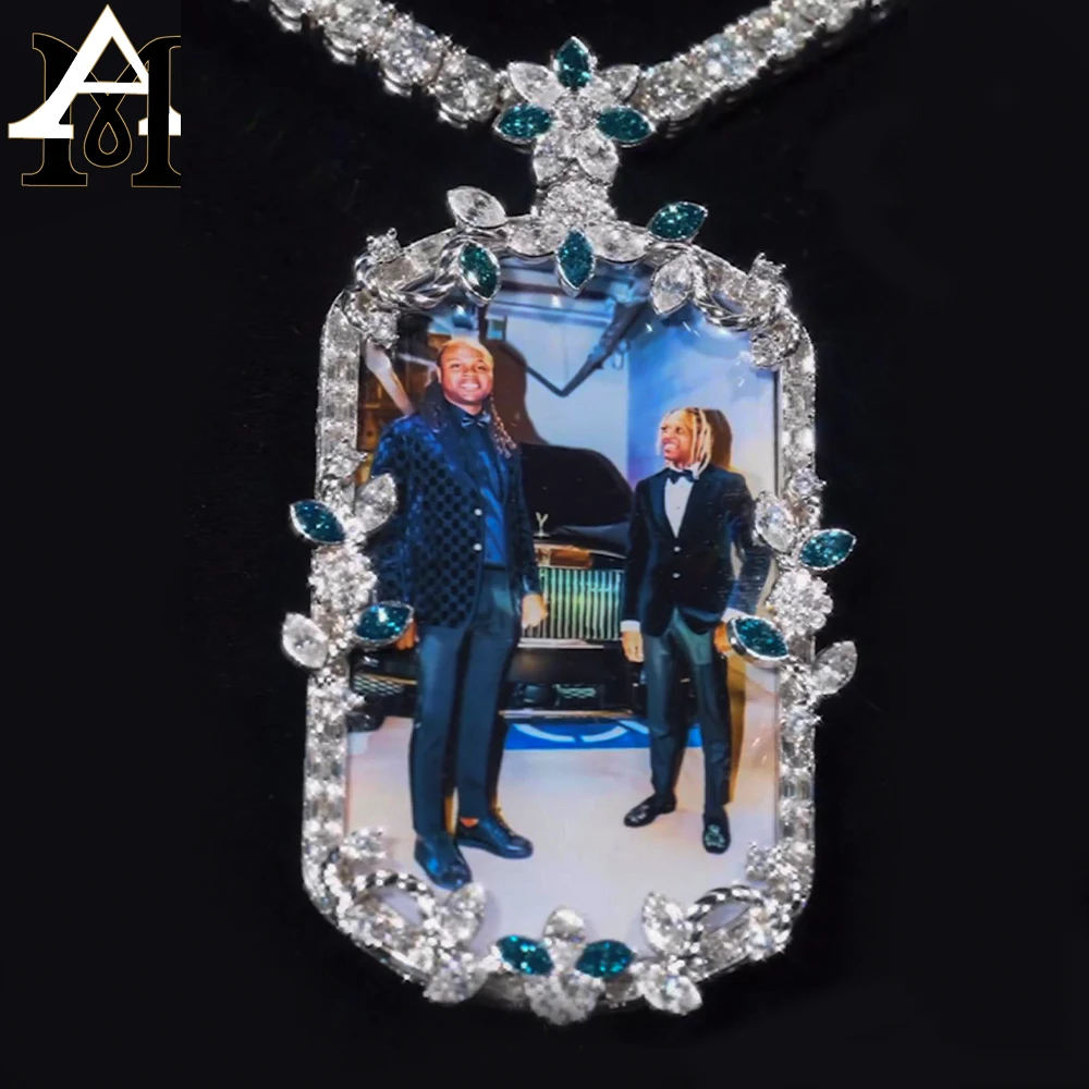 Custom Memory Pendant Diamond Tester Pass Hip Hop Photo Pendant VVS Moissanite Picture Pendant Mossanite Fine Jewelry