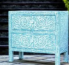 Factory Bone Inlay Drawers Resin Knobs Use for Office Home Furniture Glossy Polished Modern Blue Chest