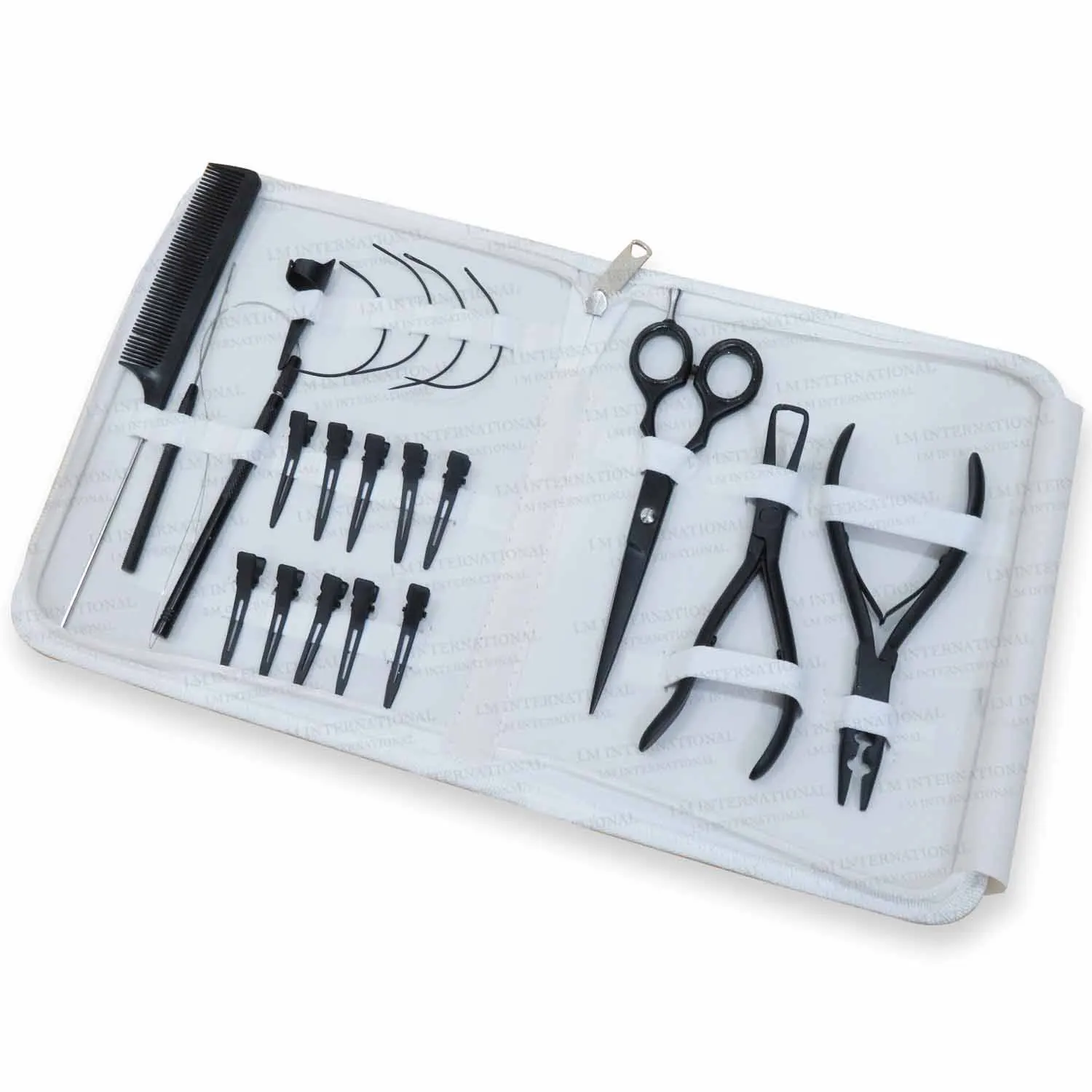 Black Salon Plier Scissor Kit Two Hole Micro Beads Remover and Closer Plier High Quality Hair Extension Loop And Pulling Hook