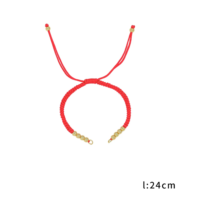 Handmade Braided Red Thread String Bracelet Gold Plated Lucky Adjustable Anklet Rope Cord String Bracelet For Diy Jewelry Making