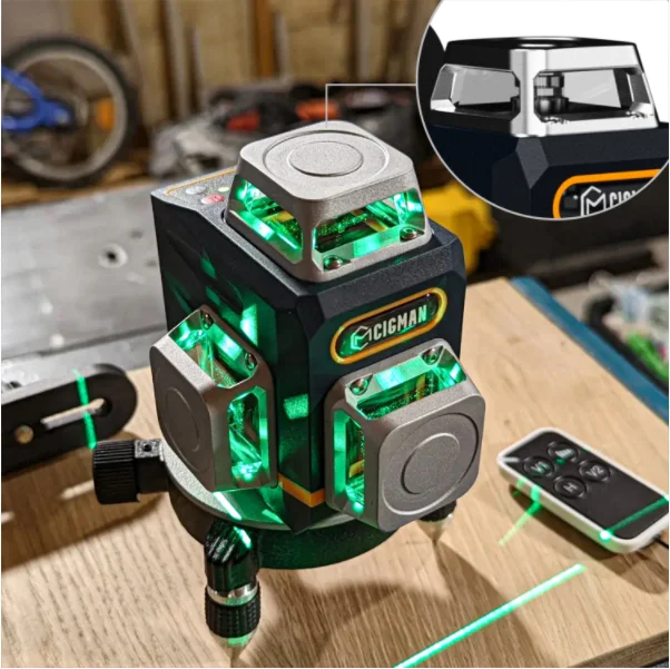 KAIWEETS 12 Lines 3D Lazer Level Machine Green Beam 360 Degree Tool Self-Leveling Laser Level with Bracket