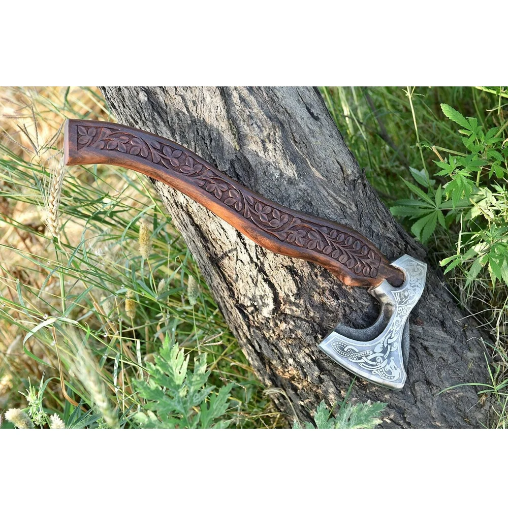 Beautiful Damascus Steel Axe with Rose Wood handle | Premium Quality Handmade Damascus Steel axe | High Quality Damascus Steel