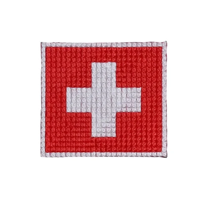 Switzerland Flag Patch, Switzerland Iron On Patches, Switzerland Flag Machine Embroidery Design