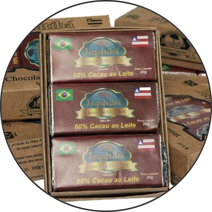 Chocolate Bar Jequitiba 60%, 70% or 75% Cocoa Hard Cocoa Butter Chocolate Bean to Bar Made in Brazil 20 grams