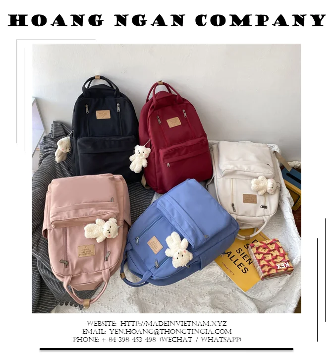 Vietnam High Quality Women Backpack Youth Waterproof Backpacks for Teenage, Shoulder Bag Bagpack Canvas School Bags