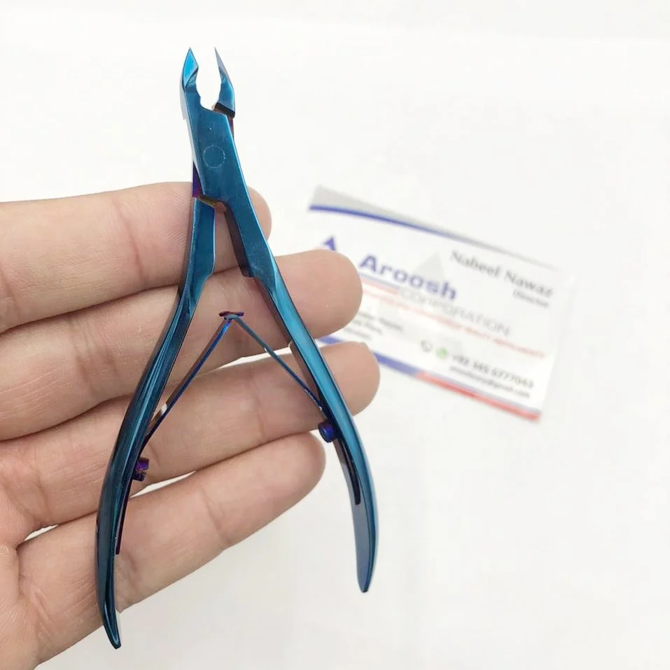 Blue Nail Clippers Professional Wholesale High Grade Stainless Steel Toenails Cuticle Nipper Cuticle Clipper For Figure
