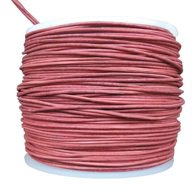 Wholesale 1.5mm Distressed Red color Round Genuine Leather Cord For Jewelry Making Findings Gift Wrapping Rope
