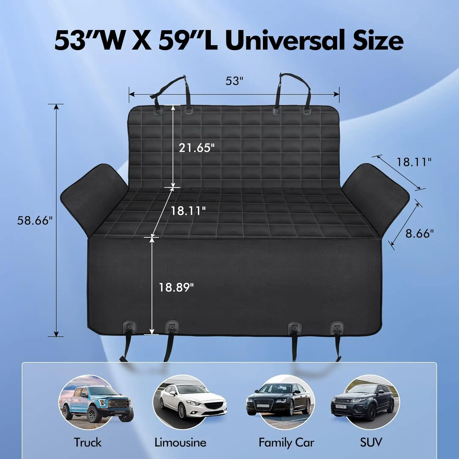 Dog Car Seat Cover Dog Car Hammock for Back Seat Back Seat Cover for Dogs Durable Universal fits All Cars Trucks SUV