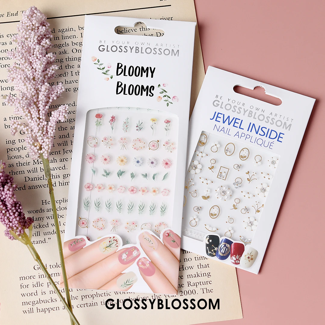BLOOMY BLOOMS #45752 Decals and stickers with flower crown Frame leaf blade Multi Size nail art sticker Korea design oem odm