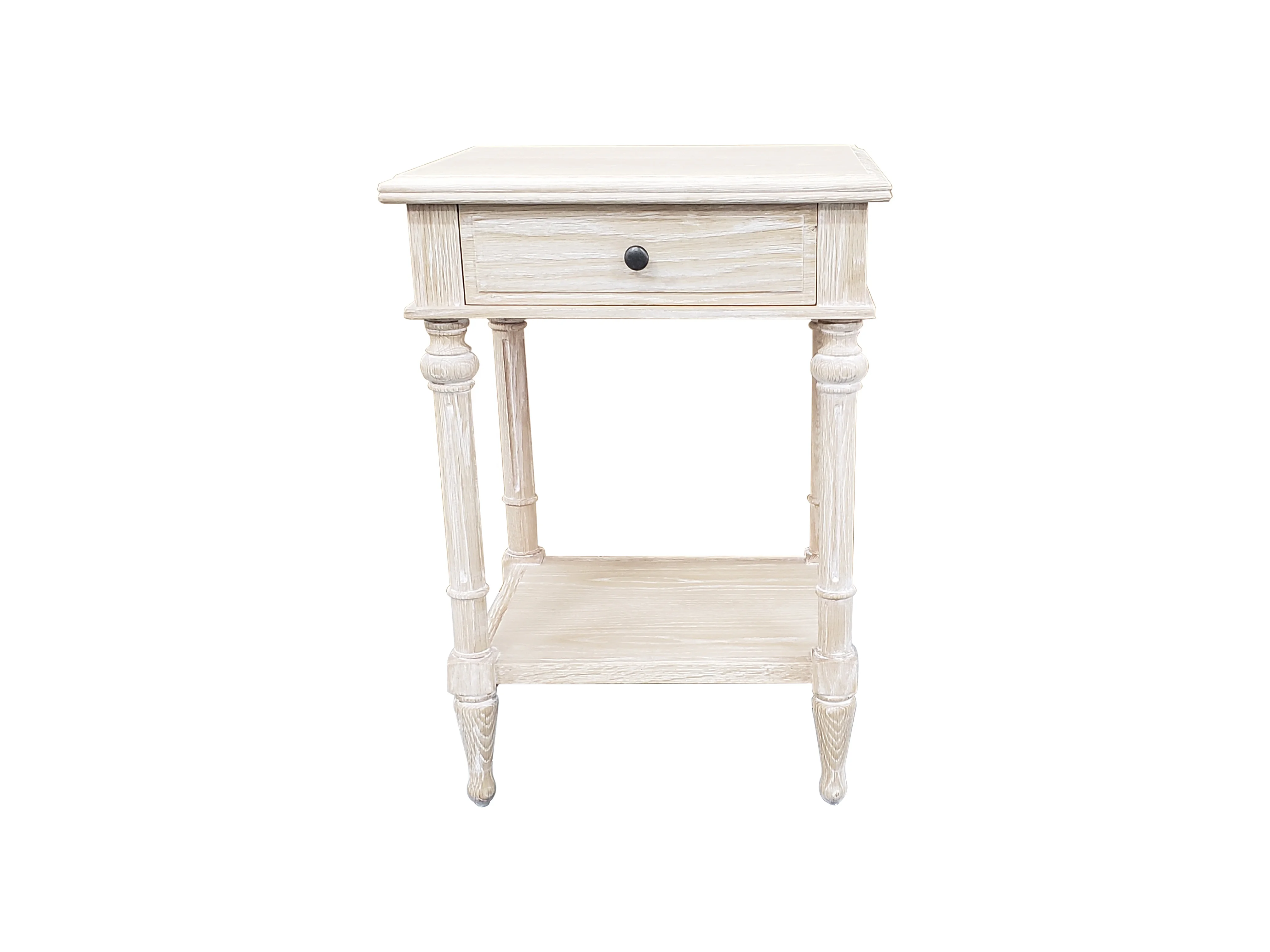 Mrs Woods Luxury Classic White Oak Wooden Durable Stable With Shelf Safe Overbed Bedside End Table