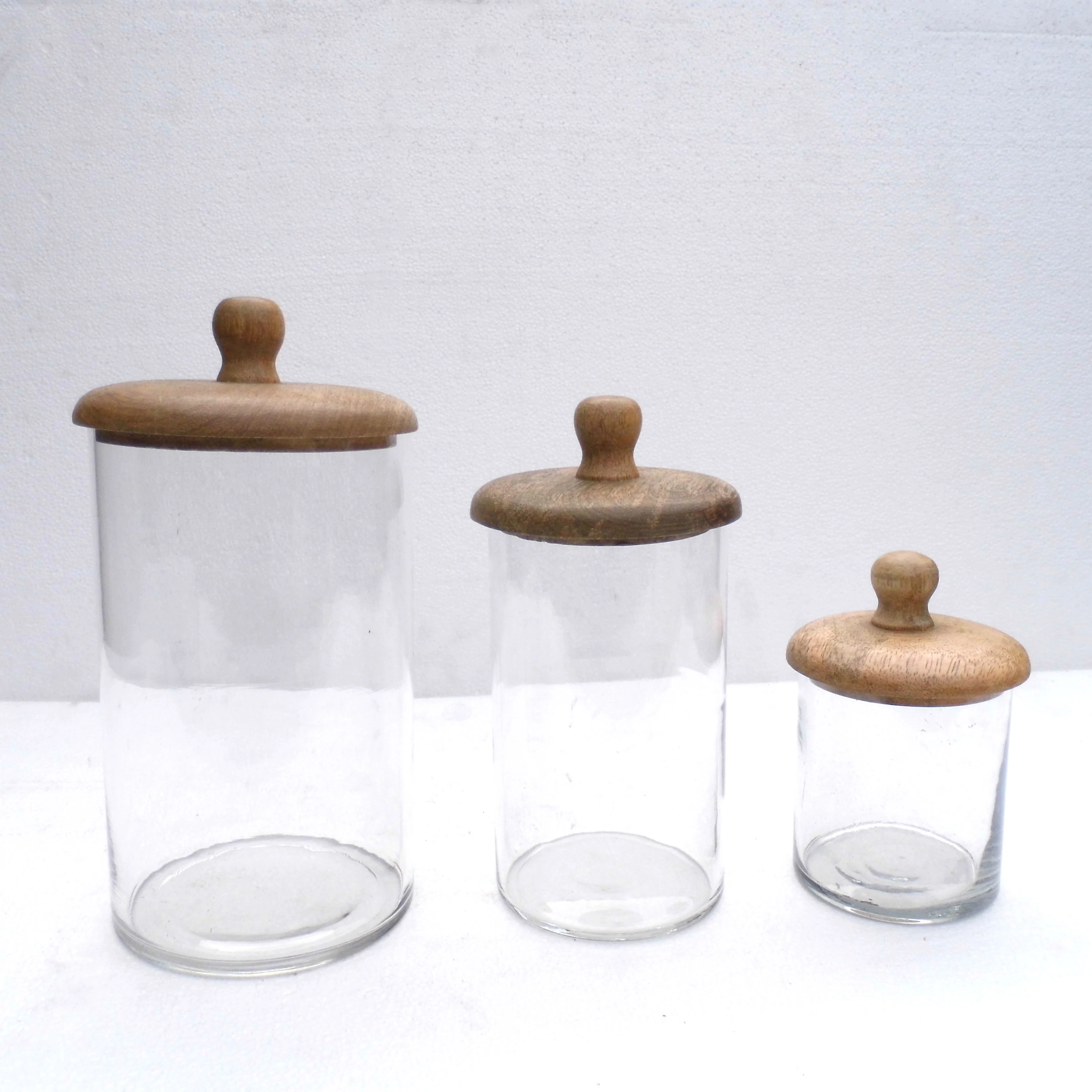 glass food storage container jar with private logo engraving round shape glass jar with lid