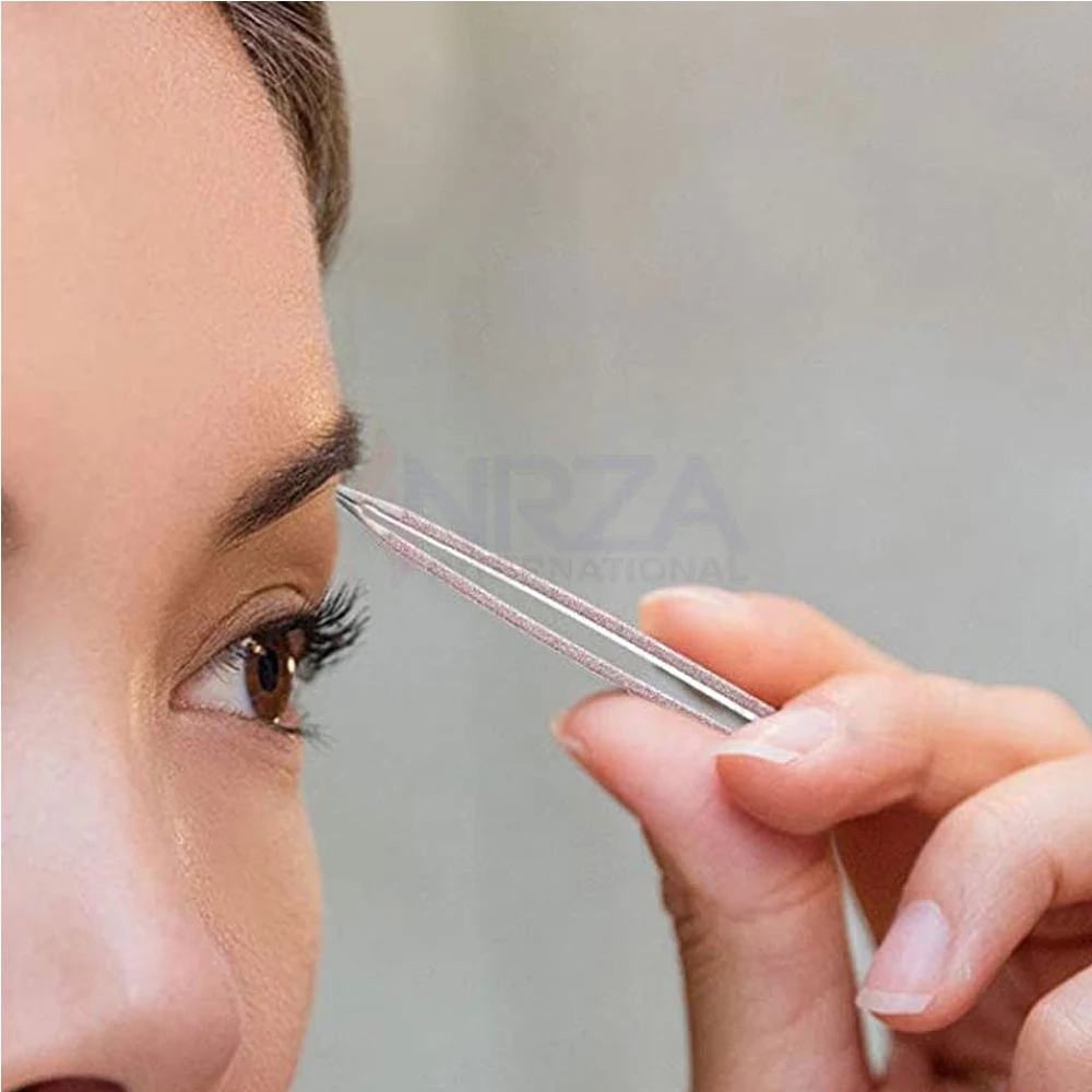 Wholesale Professional 2023 Automatic Gold Stainless Steel Eyebrow Tweezers Slanted Tip for Beauty Use