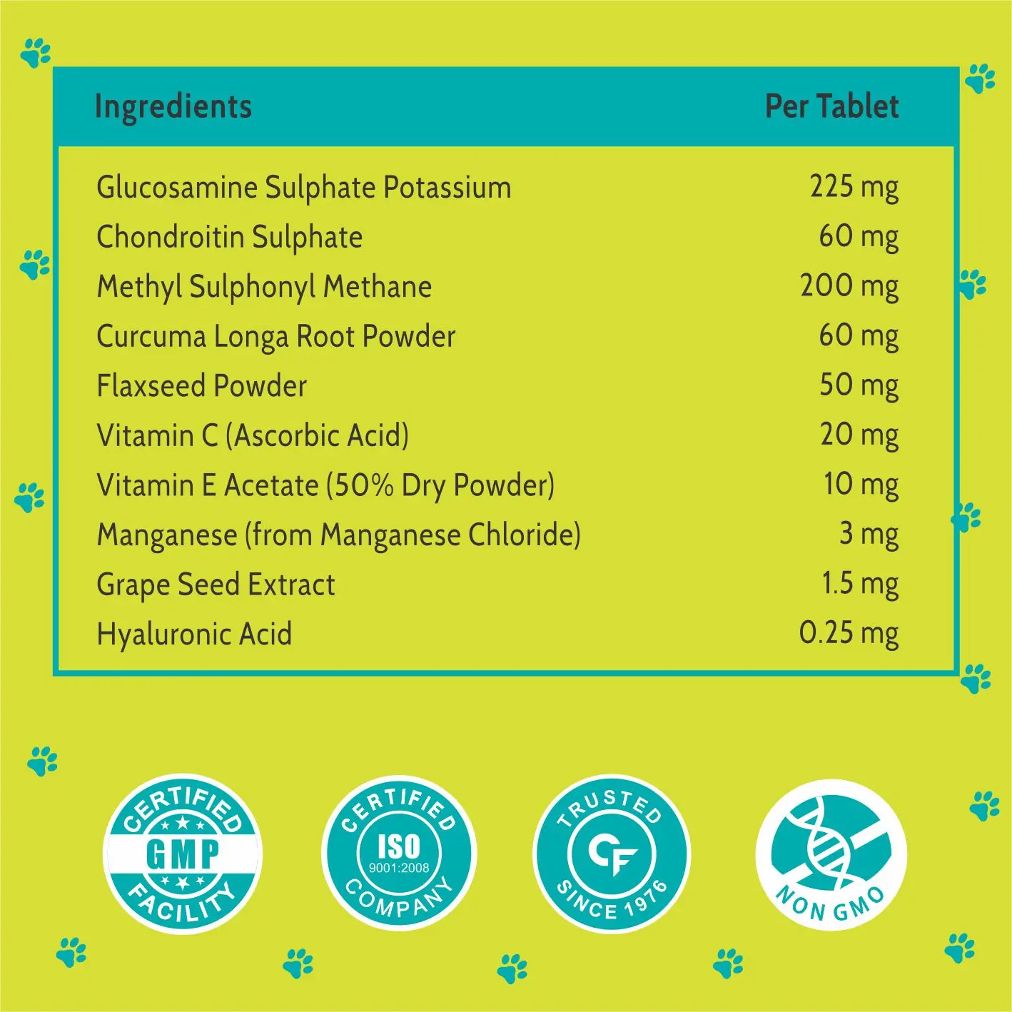Chewable Hip and Joint Pain Food Supplements for Dogs with Glucosamine, Chondroitin & MSM Complete Mobility & Joint Support
