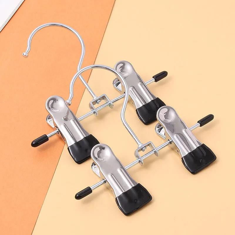 Jeans Hanger with Clips Space-saving Non-slip Trouser Hangers Adjustable Chrome Clothes Hangers with Rubber Coating