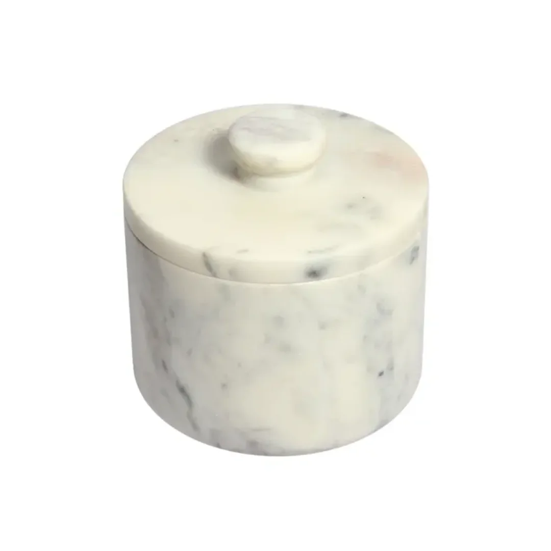 Buy Natural marble butter dish French style storage crock durable stoneware for kitchen countertops and cold storage feature