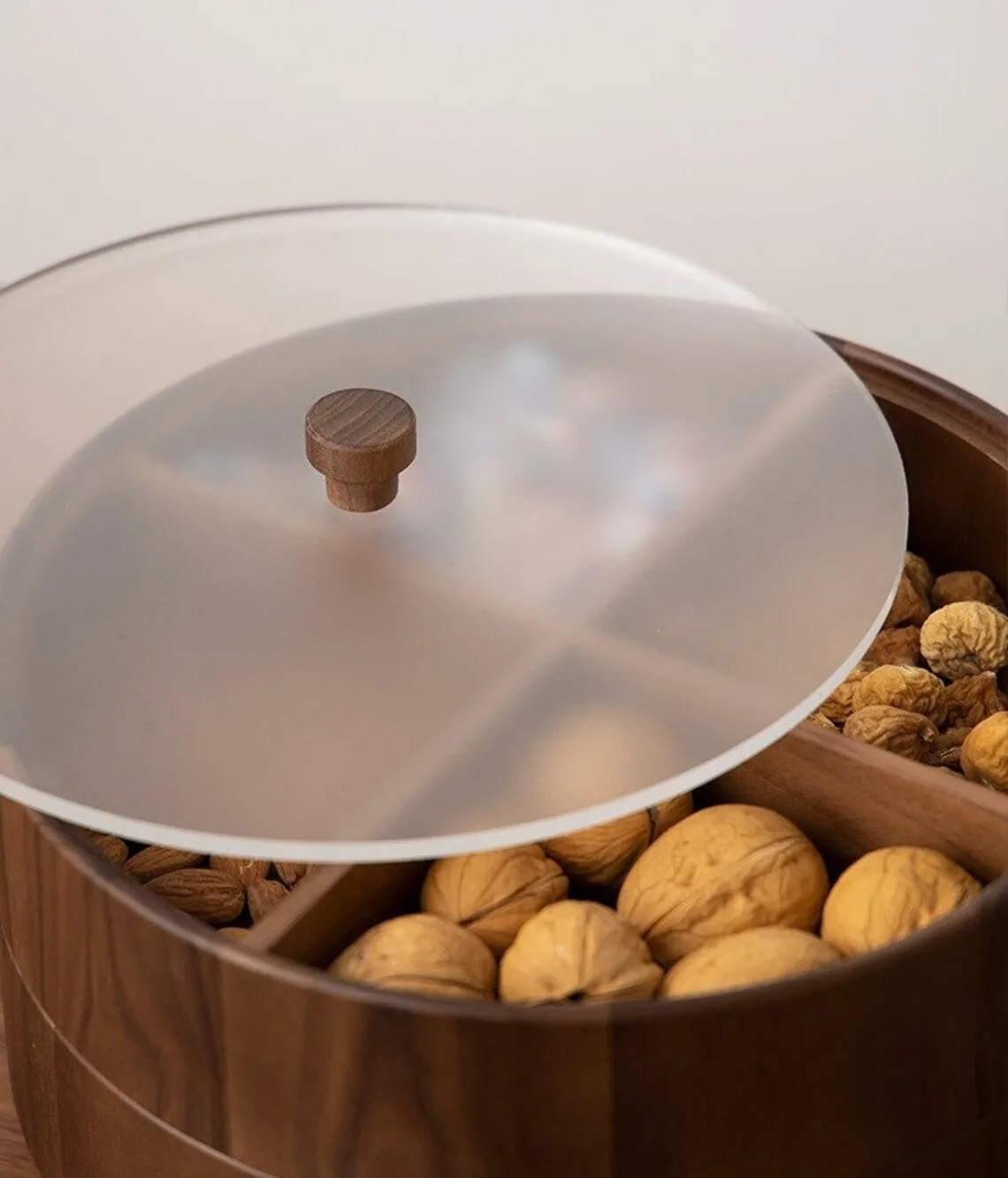 Fancy  Design Wooden Dry fruit Box 4 Container Box Decorative Design For Decorate Table Top Food Safe Wood Polish Use Box
