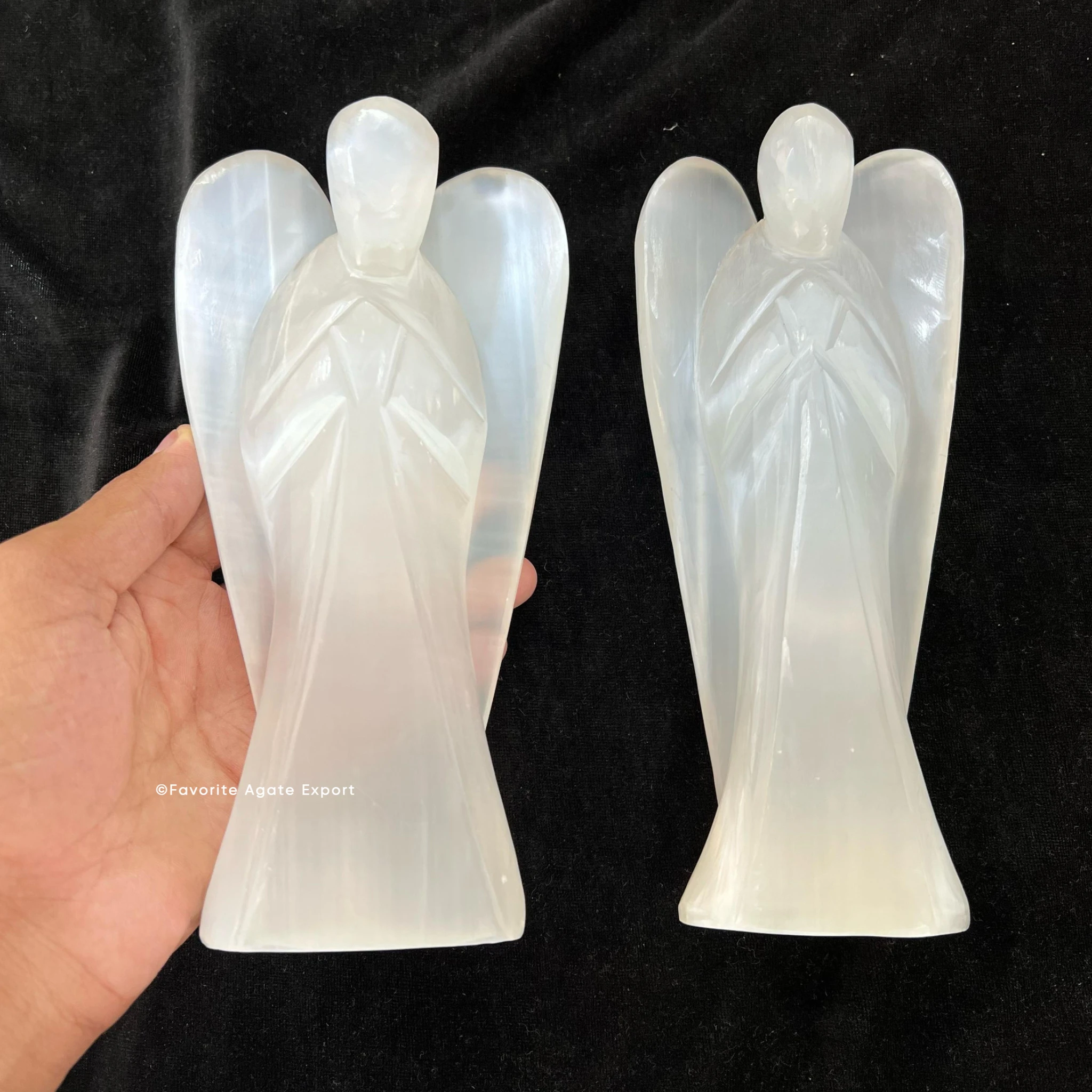High Quality Hand Carved Large White Selenite Angel Figurines Crystal Angel Wings Statue Spiritual Healing Home Decor Gifts