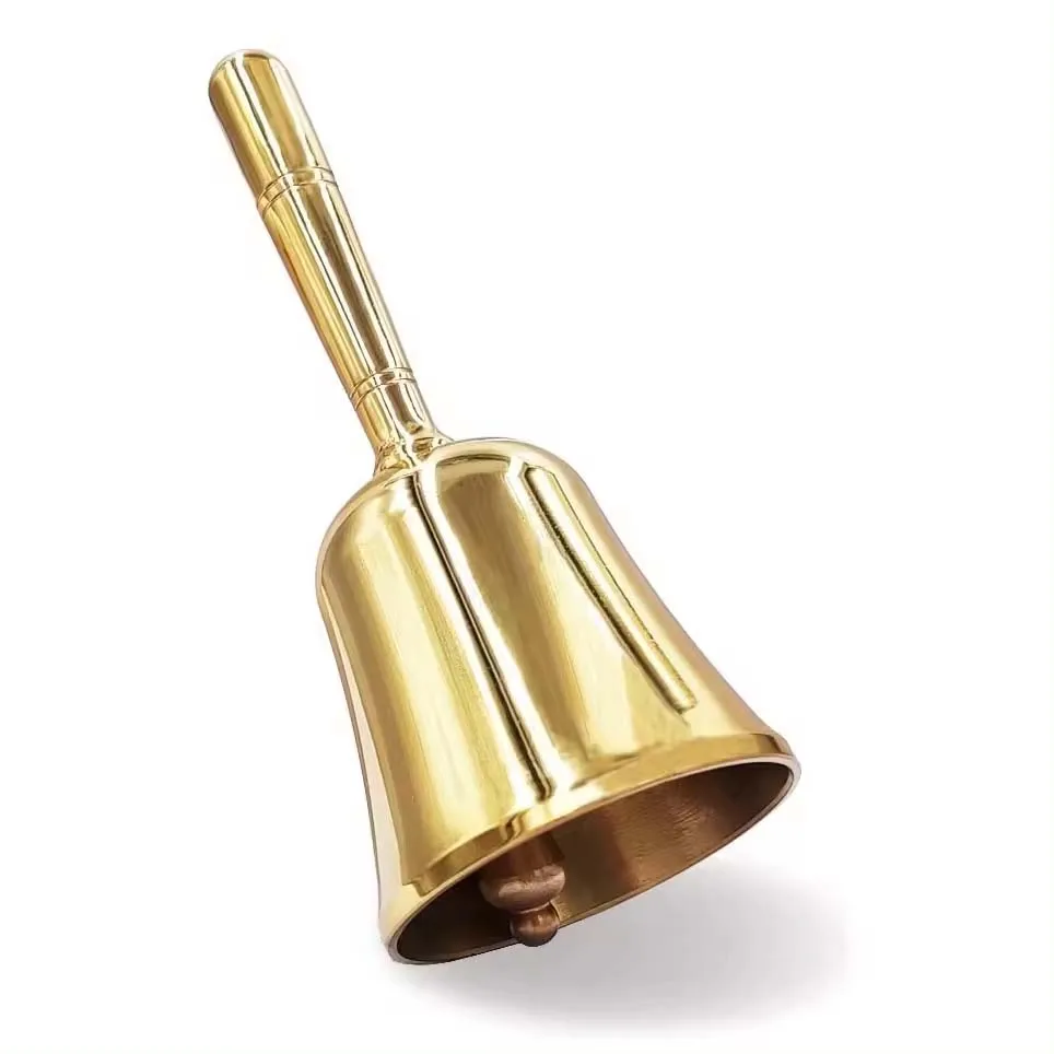 Super Loud Hand Call Bell Solid Brass Dinner Service Pet Training Bell Jingle Bell Gold Handmade By decor n utility for home