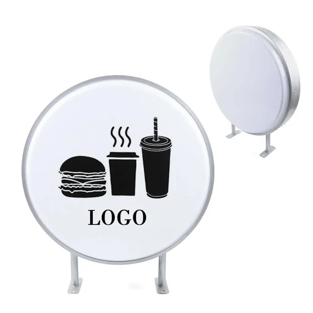 Round Double Side Led Signboard Custom Exterior Projecting Light Box Logo Sign For Shop Sales