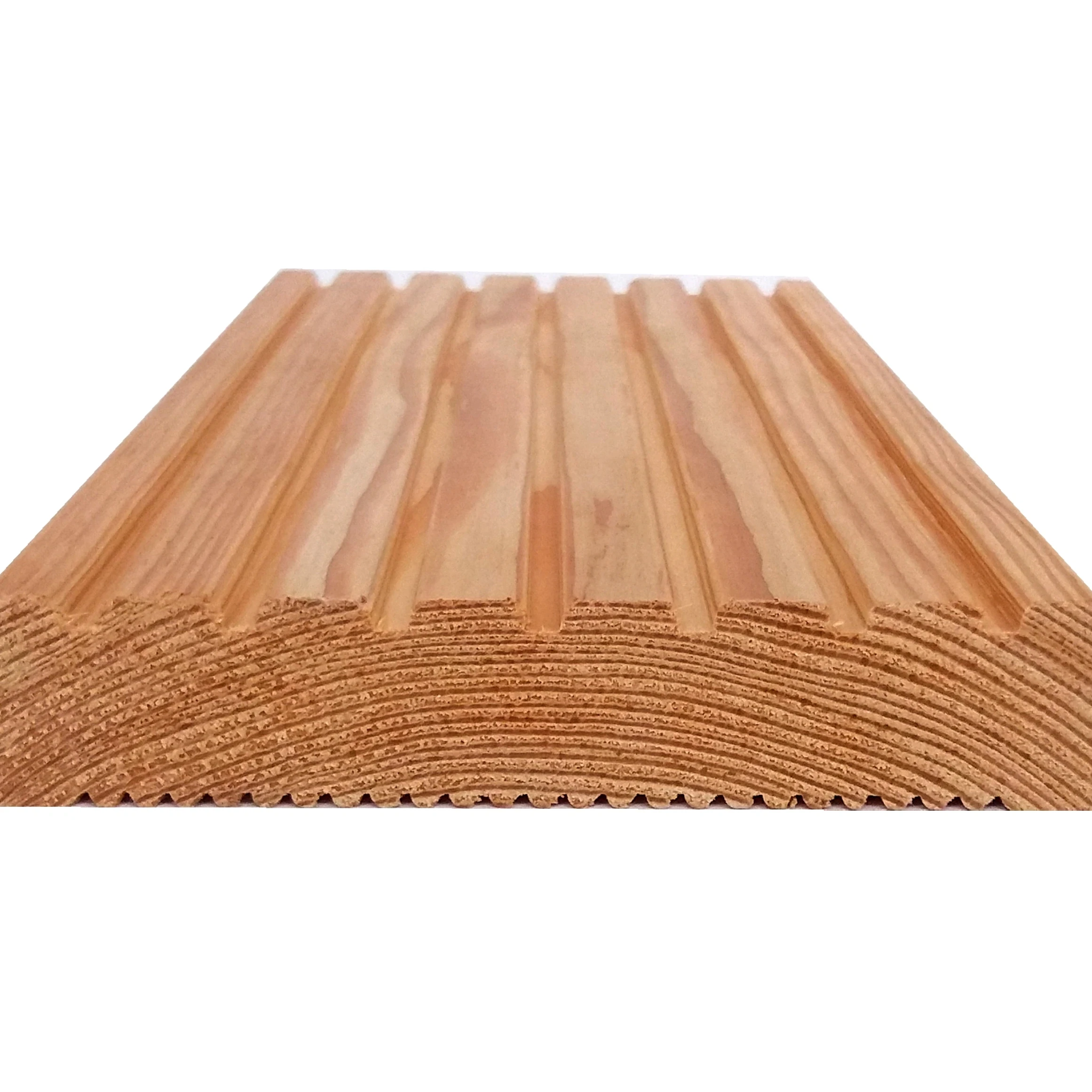 Modern Design Siberian Larch Solid Real Wood Decking Boards 27x140/142/145mm Reeded/Grooved Profile for Outdoor Use