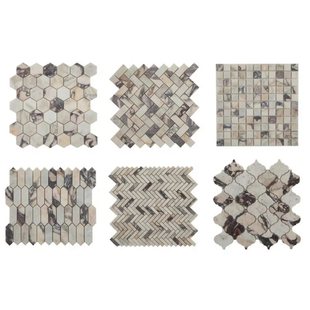 Centurymosaic Wholesale Natural Stone Calacatta Viola Purple Veins Marble Mosaic Tile Bathroom Floor and Wall Tiles
