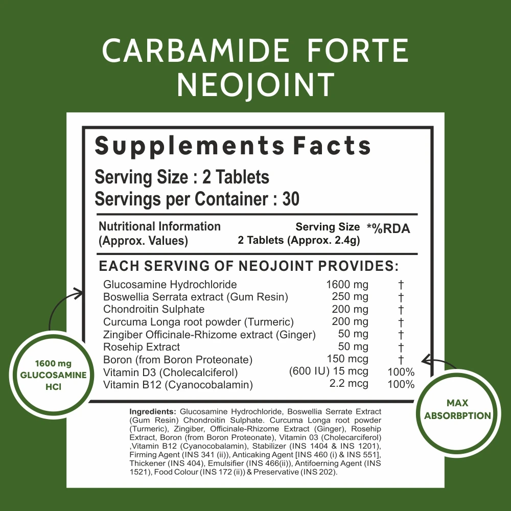 Joint Support Supplement \ Tablets with Glucosamine 1600mg Per Serving with Chondroitin, Boswellia, Turmeric & Ginger