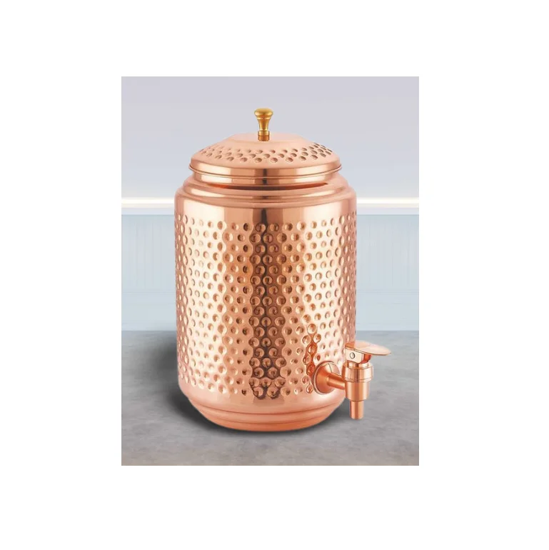 Hot selling Custom Copper Water Cooler Handmade Hammered Water Cooler Made of Pure Copper Dispenser made in India