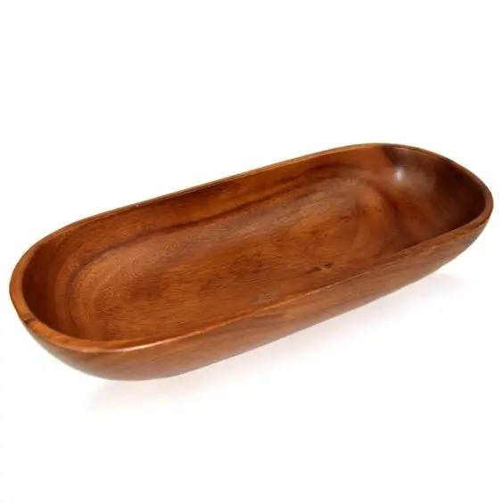 Hand Made Luxury Acacia Wooden Dough Bowl  Carved Bowl Handmade Natural Real Wood Serving  Bowl By Mehak Impex