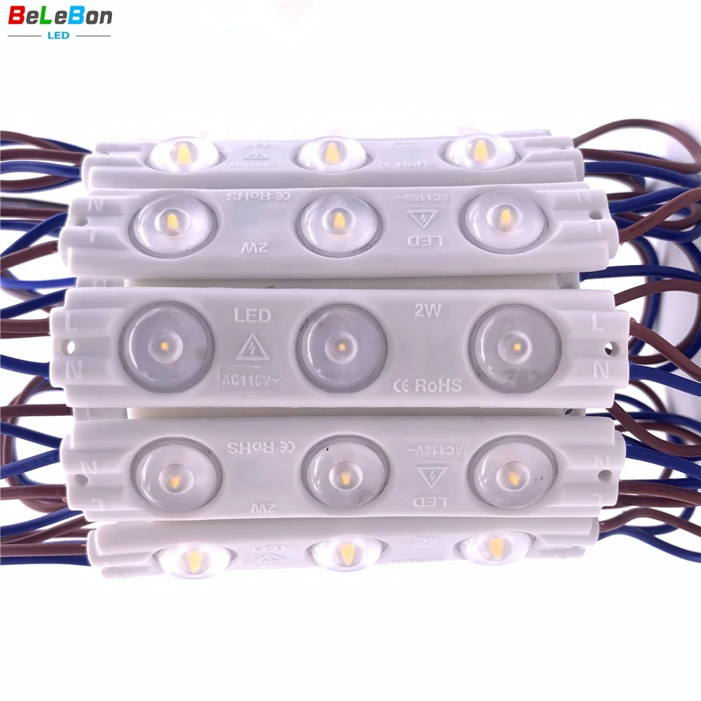 AC led 110V 220V injection 3 LED module 2w warm white cold white red green blue yellow pink color for signs