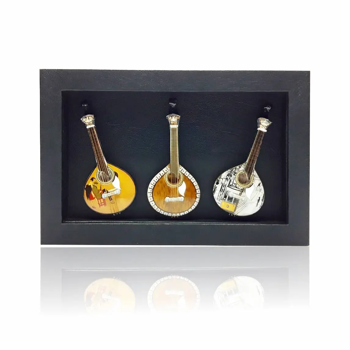 Shadow box frame 3 Portuguese Guitar Design medium size for Wall Decoration Home Decoration  Wooden Handmade and Souvenirs march
