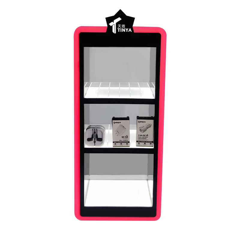 Fashion 3 Tiers LED Plexiglass Essential Oil Flavors Display Smoke Tobacco Showcase Acrylic Cigarette Lighter Display Racks
