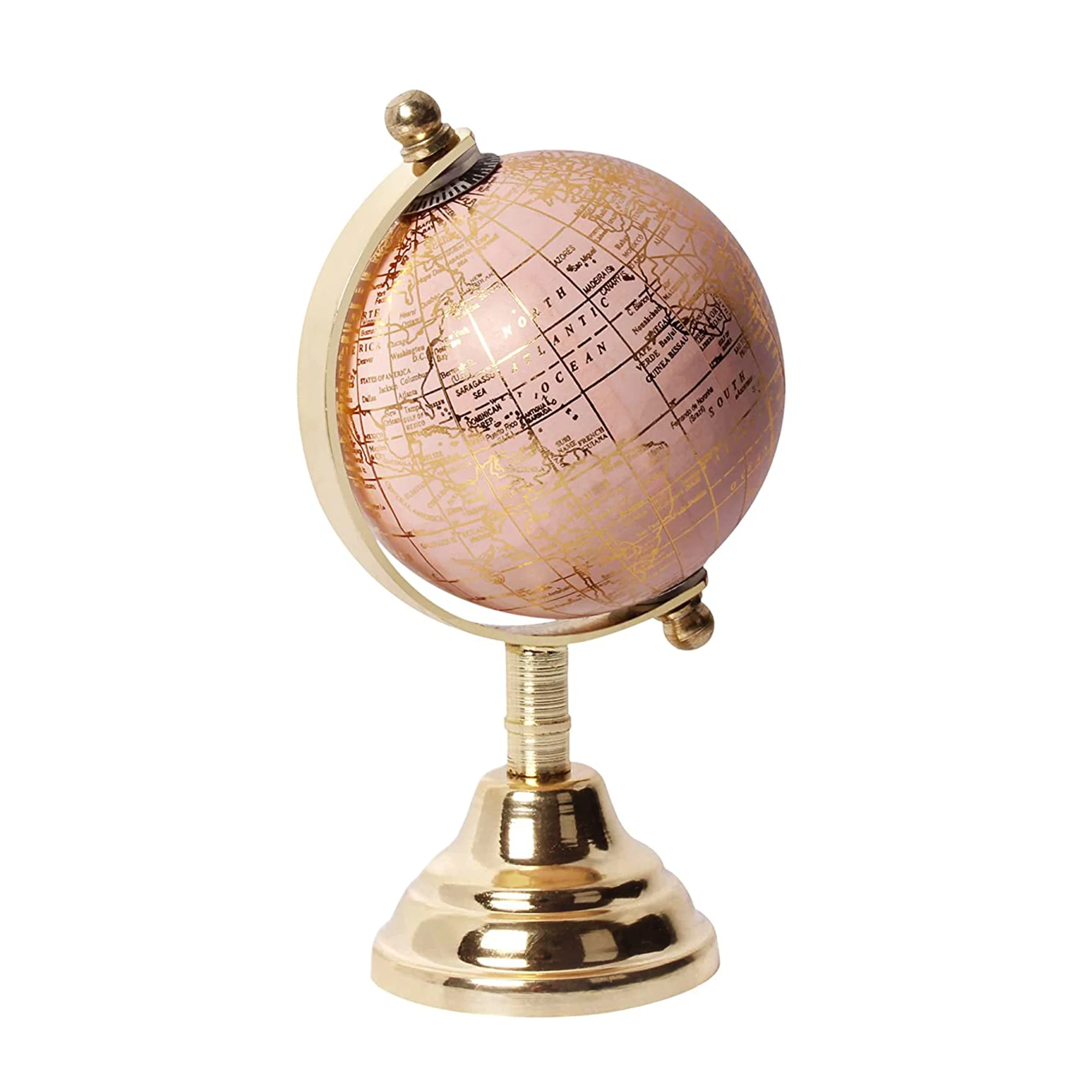Gold Metal Stand World Globe for Desk and Table Top Rotating Decorative Globe for School Hotel Office for Geography Lessons
