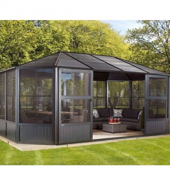 Villa Outdoor Aluminum glass garden house Veranda four Season Sunroom double Glass Aluminum