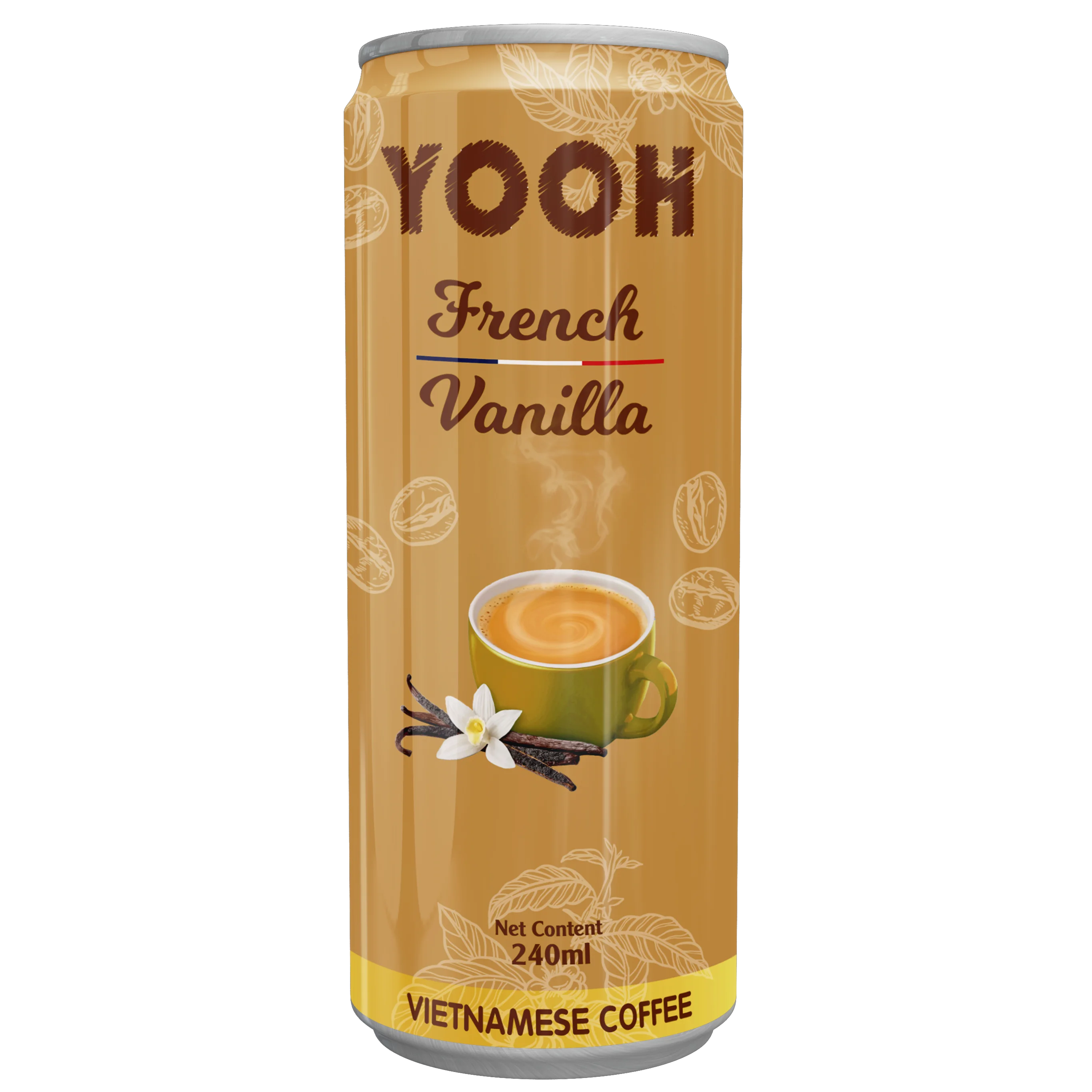 YOOH French Vanilla Coffee Drink Vietnam Canned 240ml OEM ODM Private Label Cheap Price for export