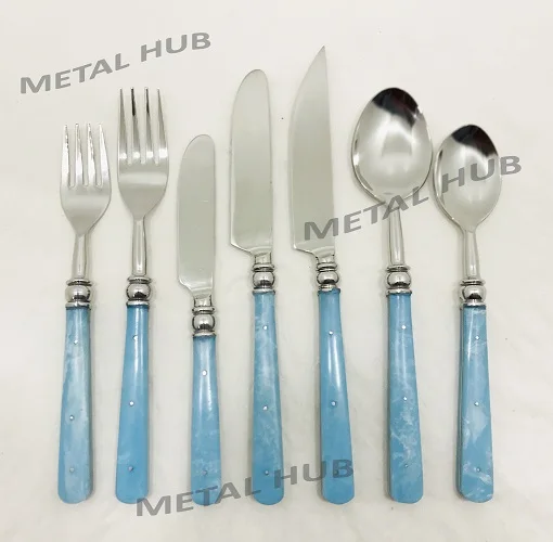 Modern Style Stainless Steel Flatware Set with Eco-Friendly Titanium Plated Bone Inlay Handle Dinnerware Plates for Giveaways