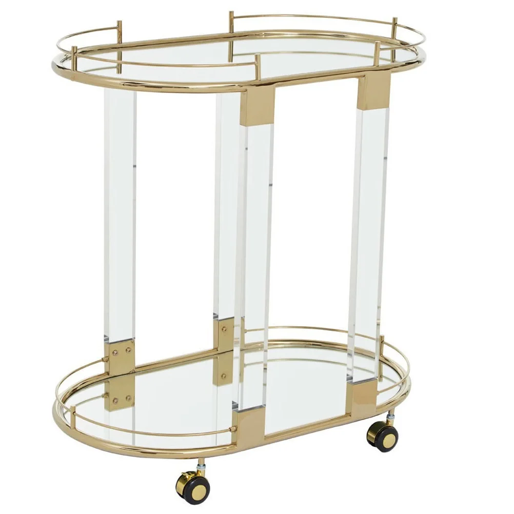 Luxurious Stylish SS 2 Tier Service trolley for Home Hotel Office Use at Wholesale price from India Handmade SS trolley For Hote