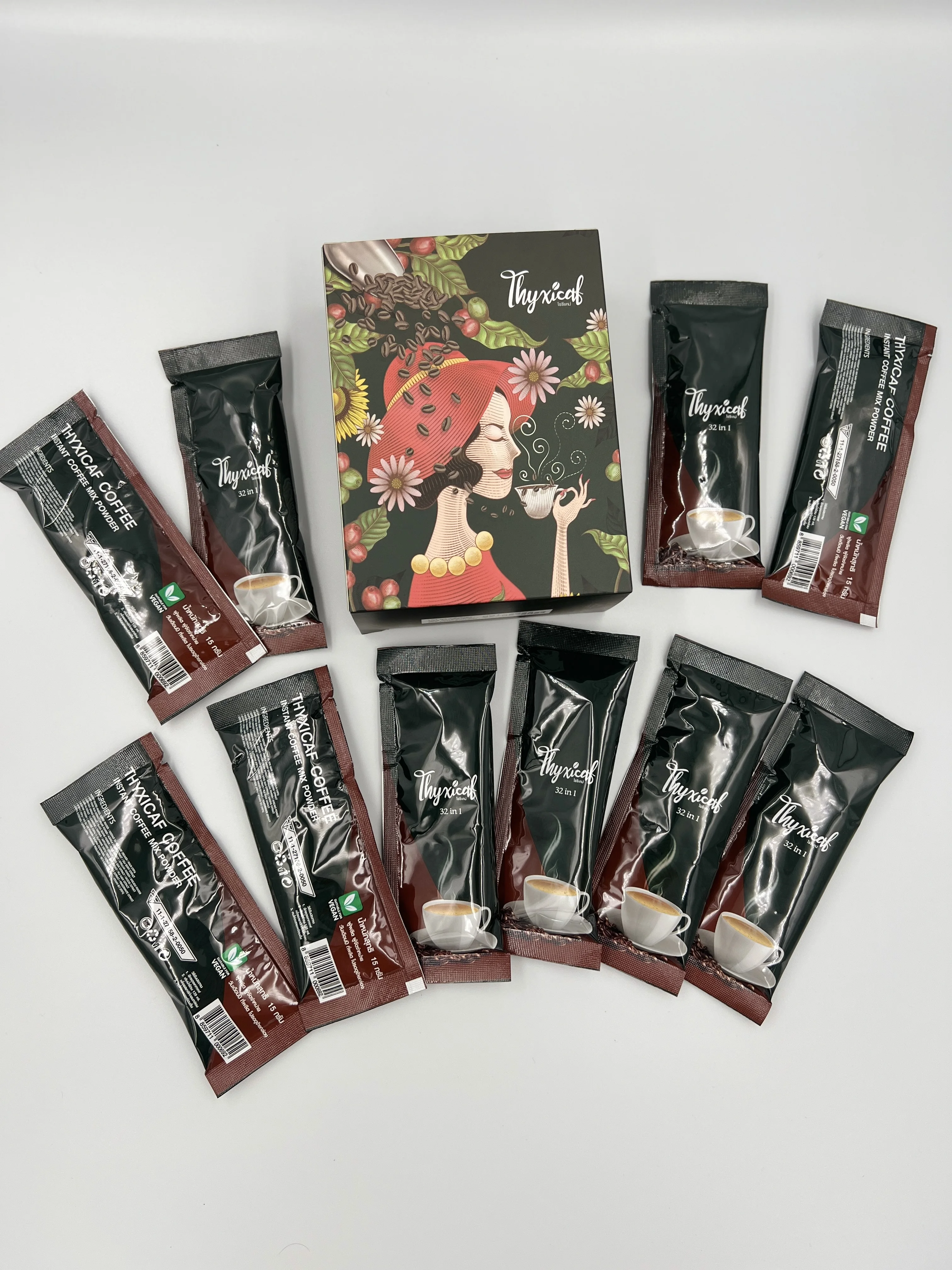 Vegan vegetarian instant coffee mixed powder healthy 32 in 1 premium grade coffee bean from Thailand accept OEM