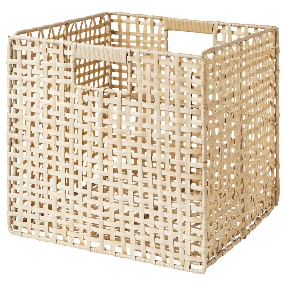 Sturdy Artificial Rattan Hand-Braided Storage Basket with Easy-to-Clean and Durable Handles for Home Bathroom Use